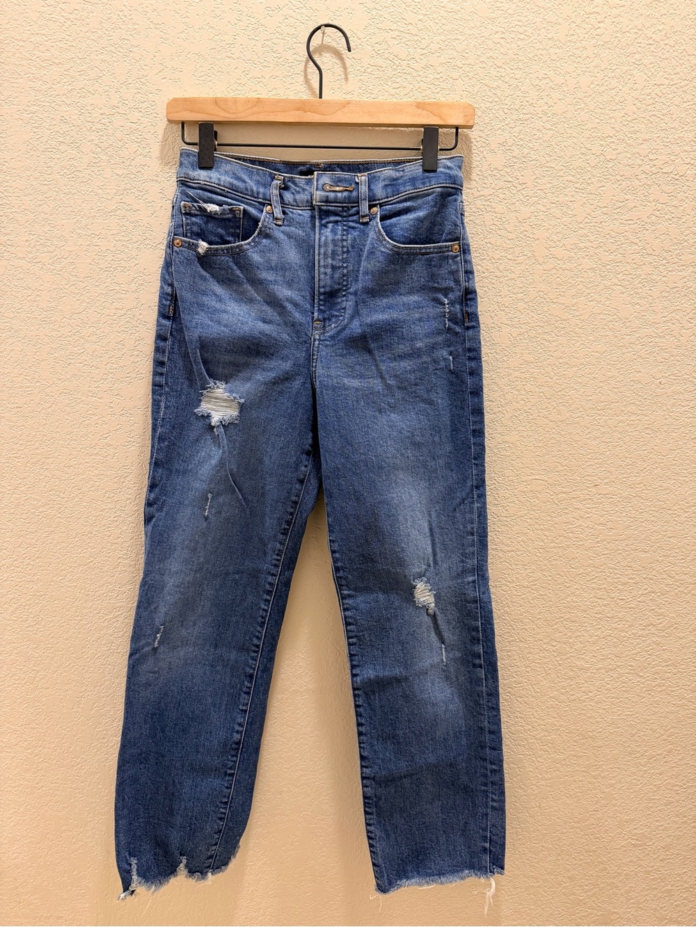 Express Modern Straight Super High-Rise Distressed Women's Jeans